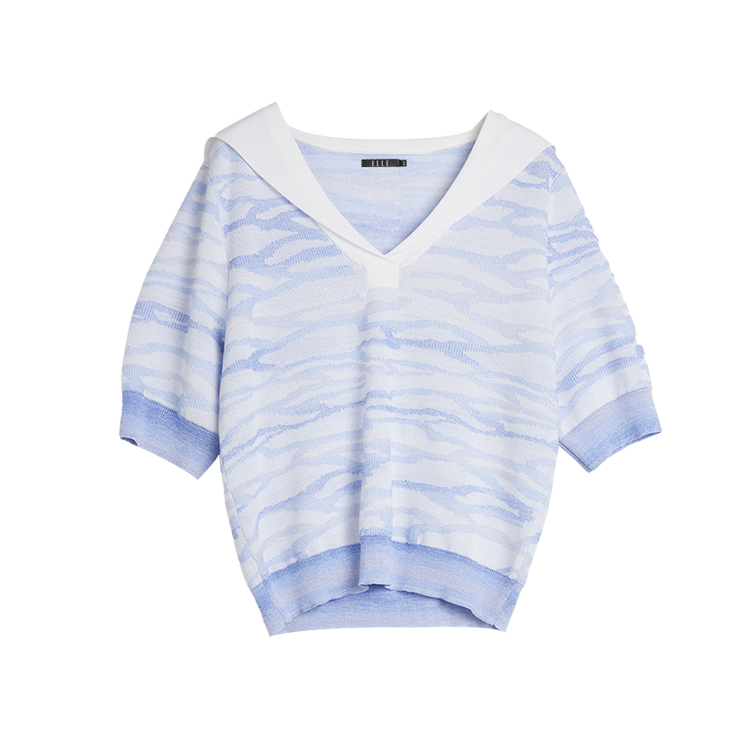 

ELLE Трикотажный свитер для женщин с V-образным вырезом, синий, Moderate Others