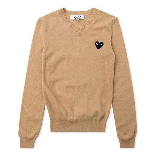 

Свитер v-neck pullover black heart 'beige' Comme Des Garcons Play, бежевый