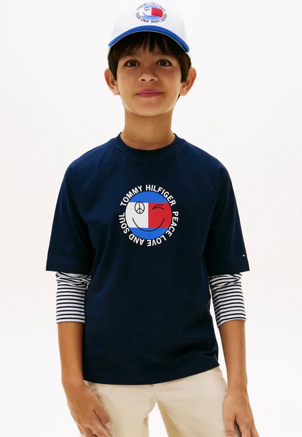 Футболка с принтом в виде флага-смайлика Tommy Hilfiger, Dark Night Navy