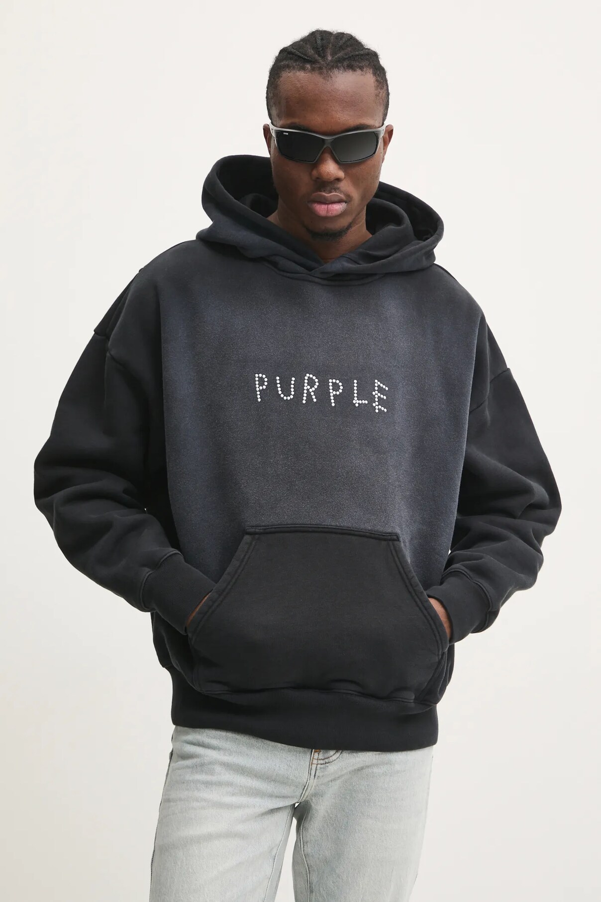 

Хлопковая толстовка HWT FLEECE PO HOODY Purple Brand, серый