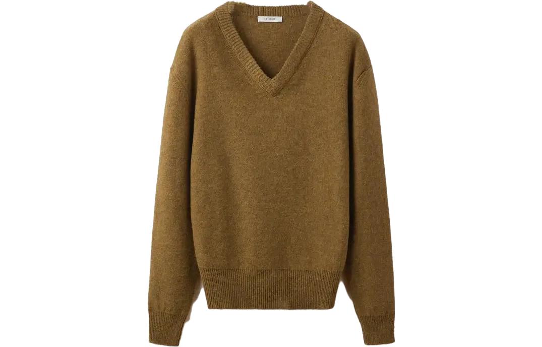 

V-образный вырез вязаный джемпер Lemaire, коричневый