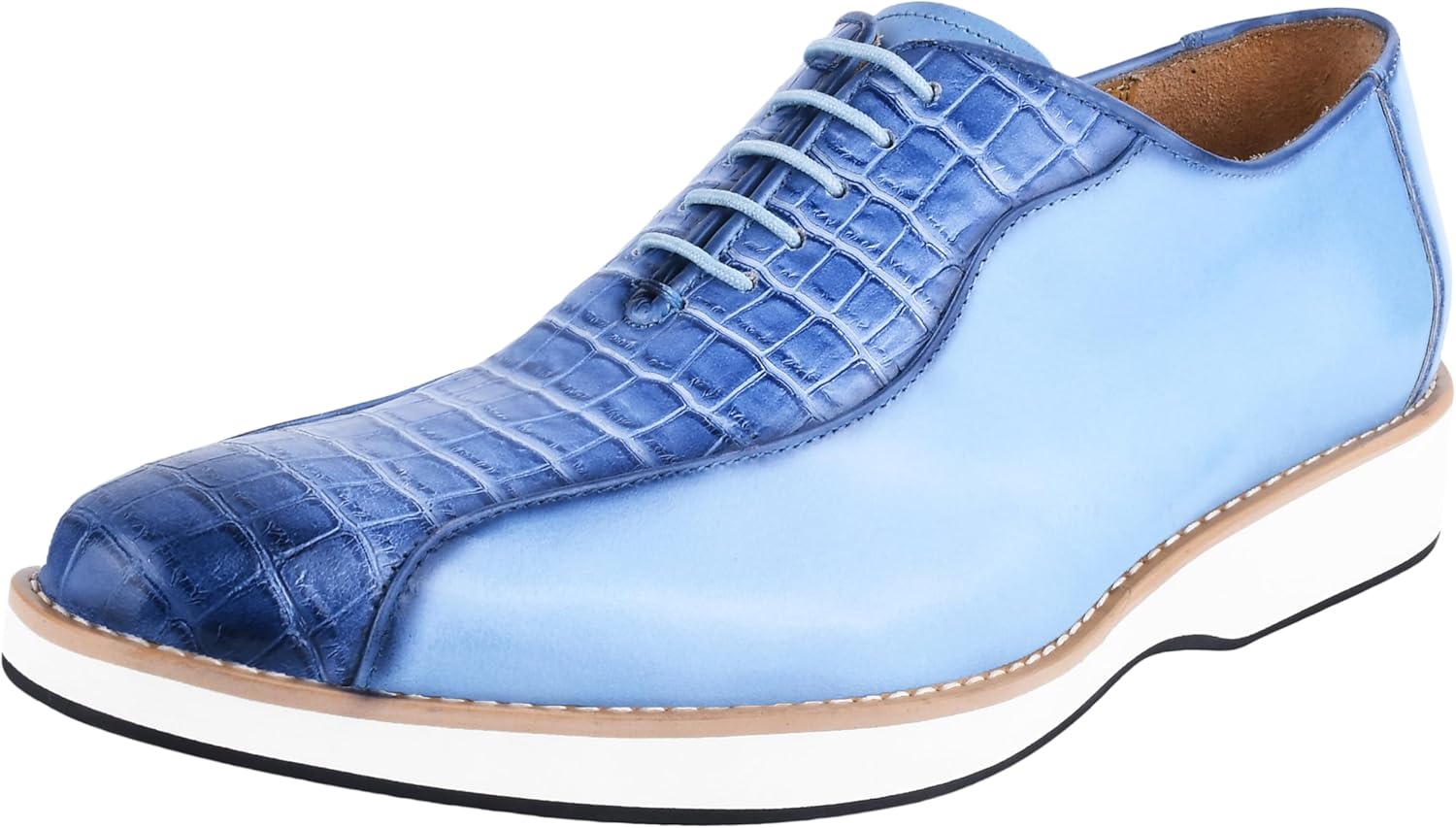 

Мужские вязаные туфли-оксфорды LIBERTYZENO из натуральной кожи с принтом угря и крокодила, на шнуровке, подарок на Рождество, синий