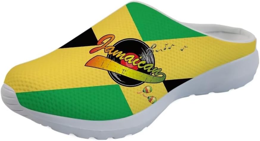 

Мужские садовые сабо GLENLCWE, женские сабо-сандалии, сетчатые пляжные тапочки для душа, повседневные мюли с поддержкой свода стопы для дома и улицы, Jamaican Flag