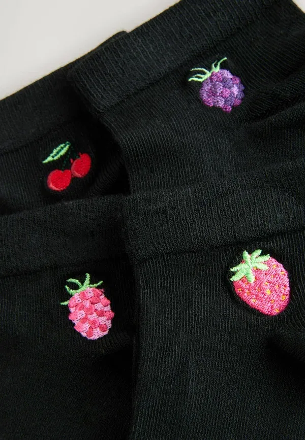 Носки спортивные с вышивкой, 4 пары, Next, berries, ягодный — фото 3