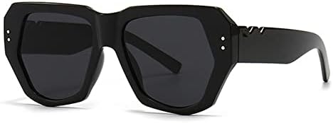 

Солнцезащитные очки Retro Polygon для женщин с градиентным переходом цвета и защитой от УФ-излучения UV400; солнцезащитные очки Retro Polygon для мужчин с заклепками MTZJH, Black Grey