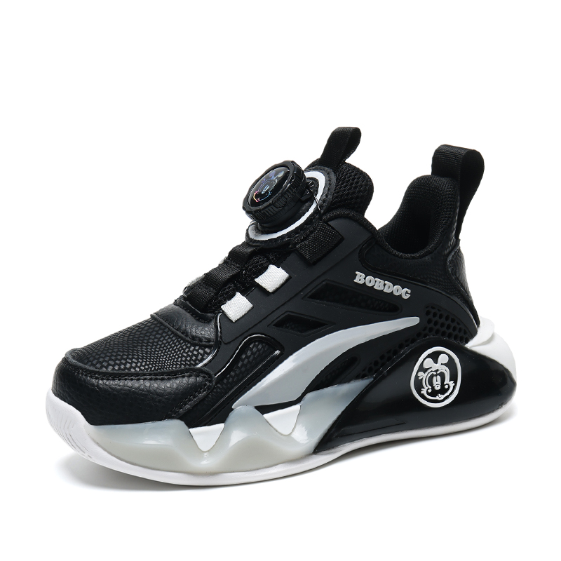 

Нескользящие износостойкие низкие детские кроссовки для повседневной носки BOBDOG, черный