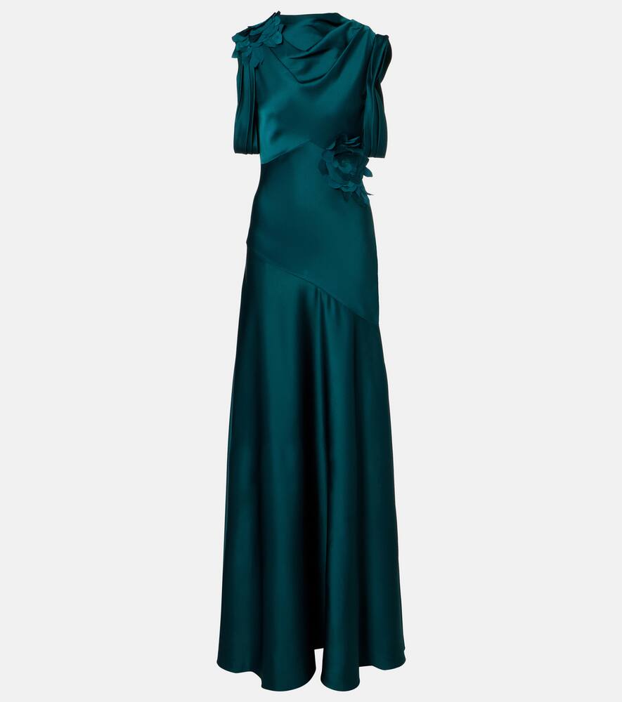 

Сатиновое платье с цветочной аппликацией Erdem, Tempest