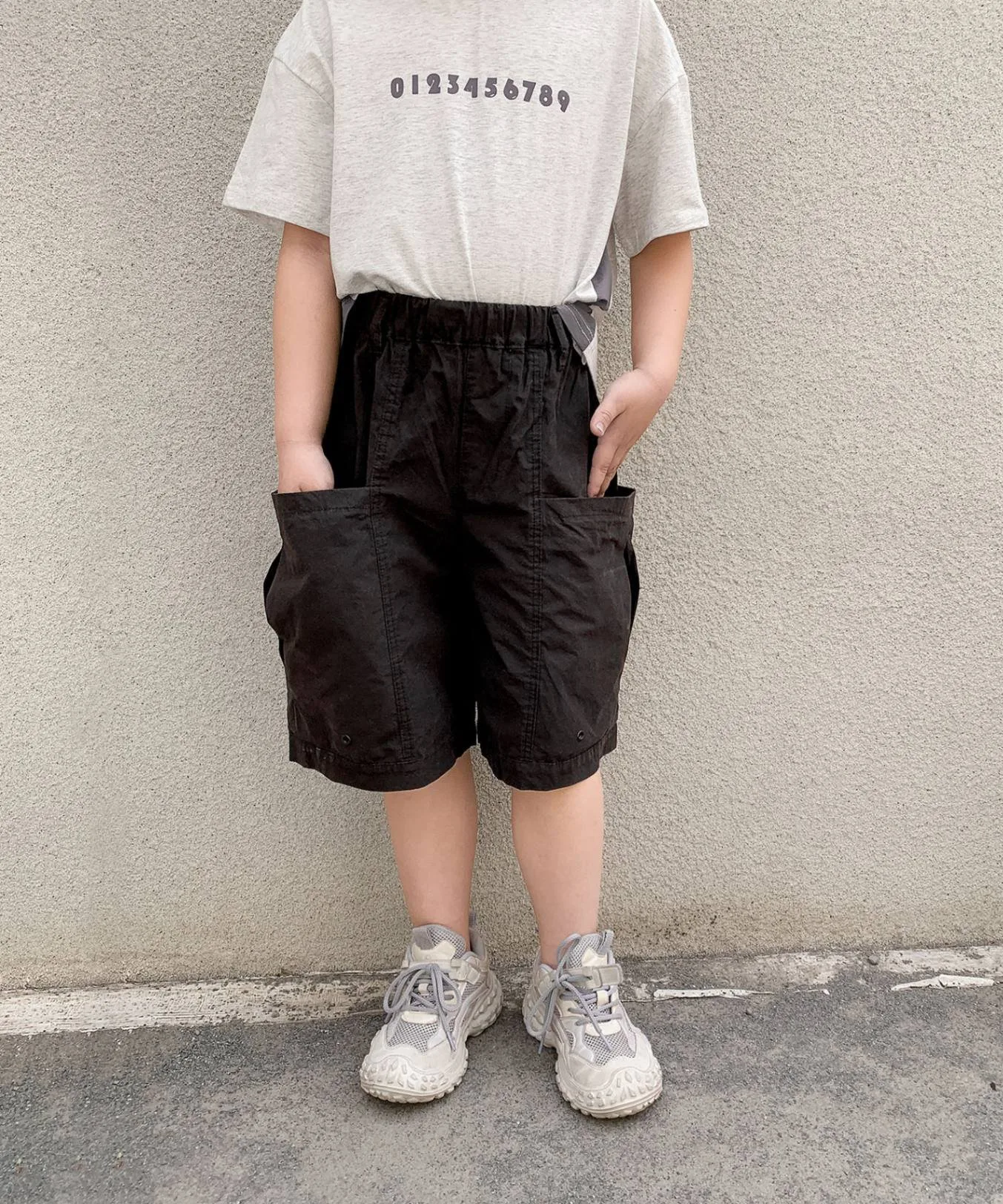 Детские широкие шорты-карго Aimoha Kids, black — фото 4
