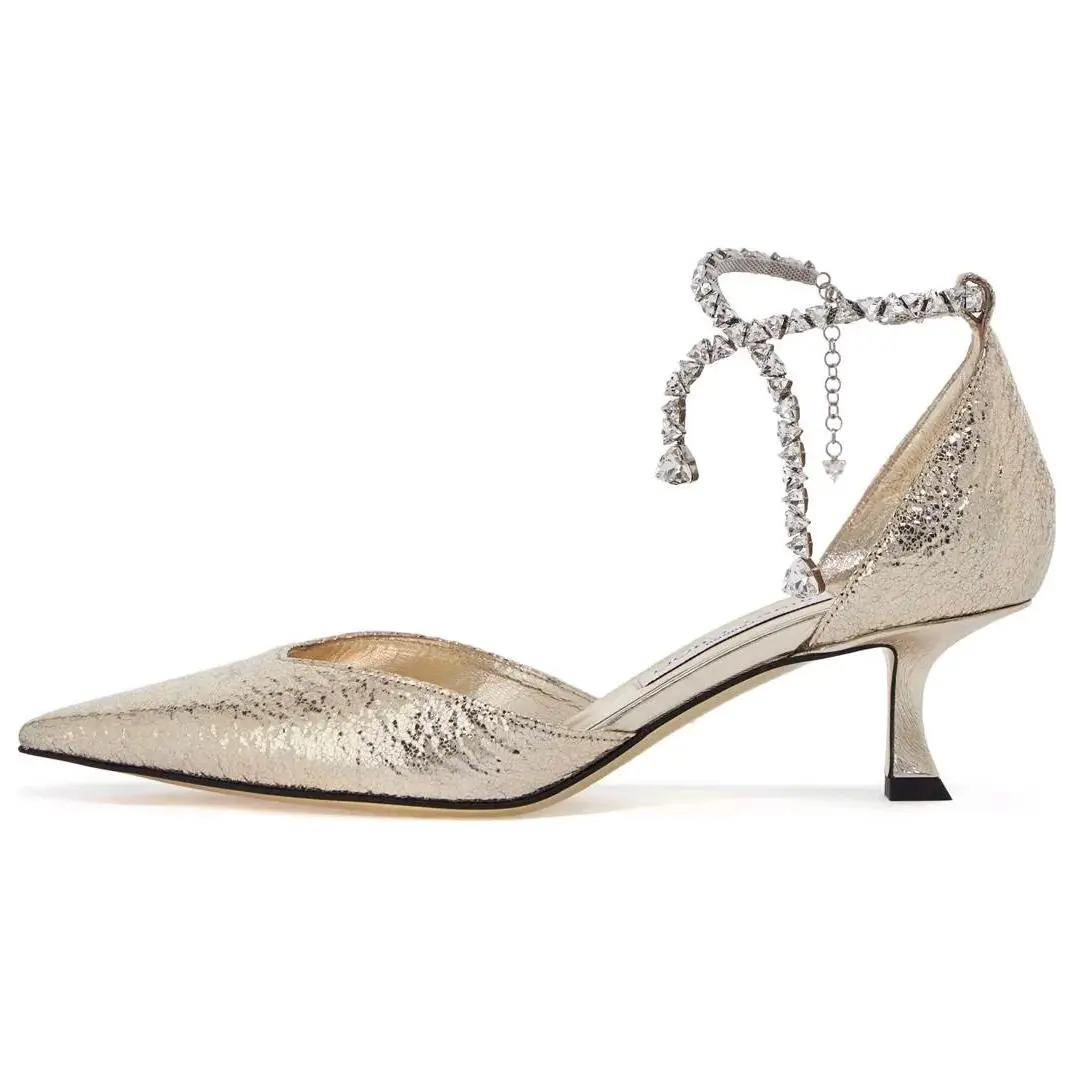 Туфли Stevie Slim Heel на высоком каблуке 5 см, женские, шампанского цвета, золотистые Jimmy Choo, Original Shoe Box Included