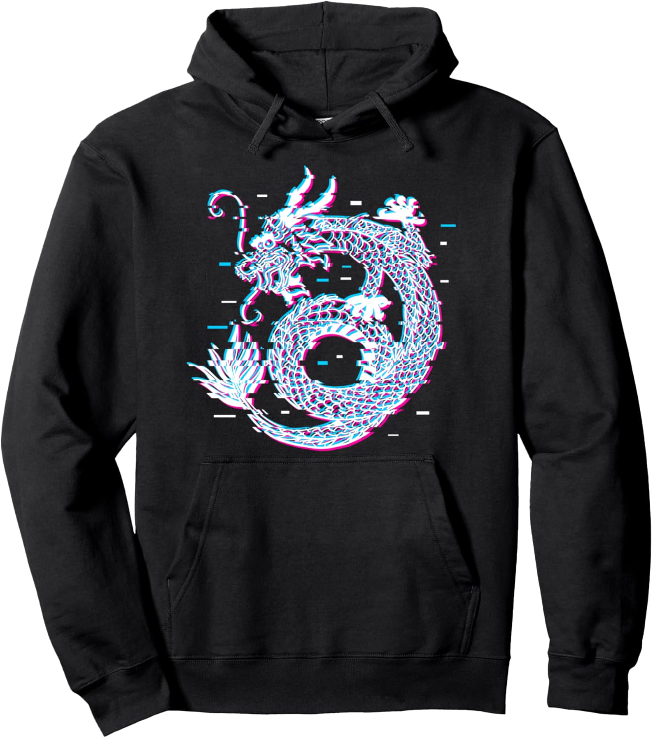 

Худи в японском традиционном стиле с изображением дракона и волнообразным рисунком Vaporwave Traditional Japanese Dragon Clothing, черный