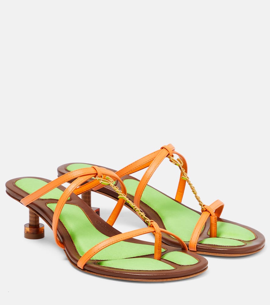 Низкие сандалии Pralu из кожи Jacquemus, Light Orange