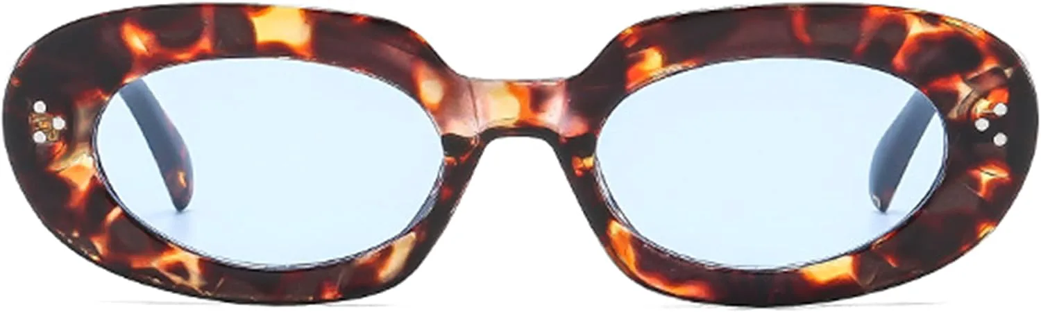 

Солнцезащитные очки Bullabulling в стиле ретро овальной формы для женщин, винтажные, модные, стильные, популярные солнцезащитные очки для мужчин, Leopard Blue