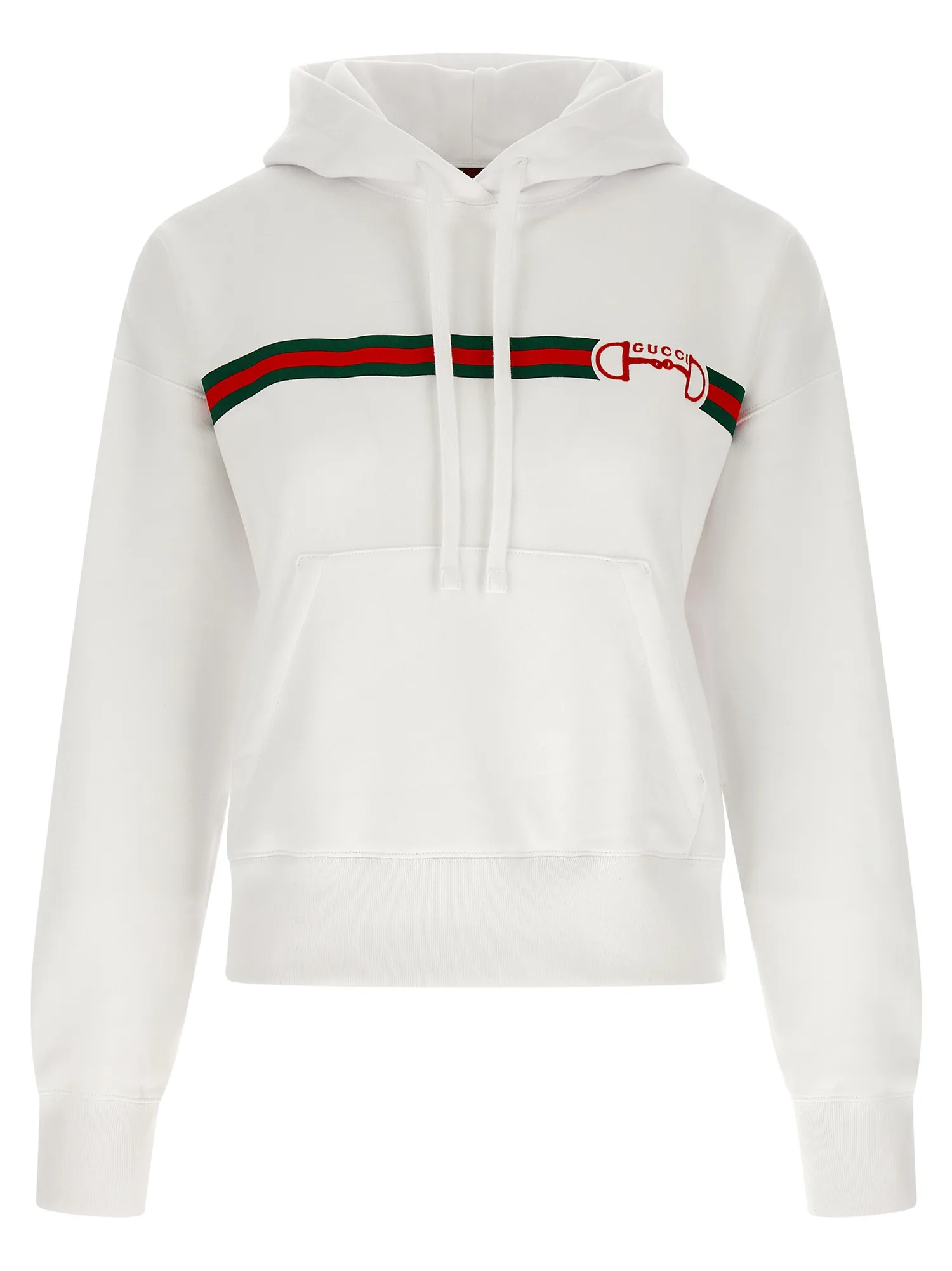 Худи Gucci с вышивкой Morsetto, с принтом Nastro Web, белый