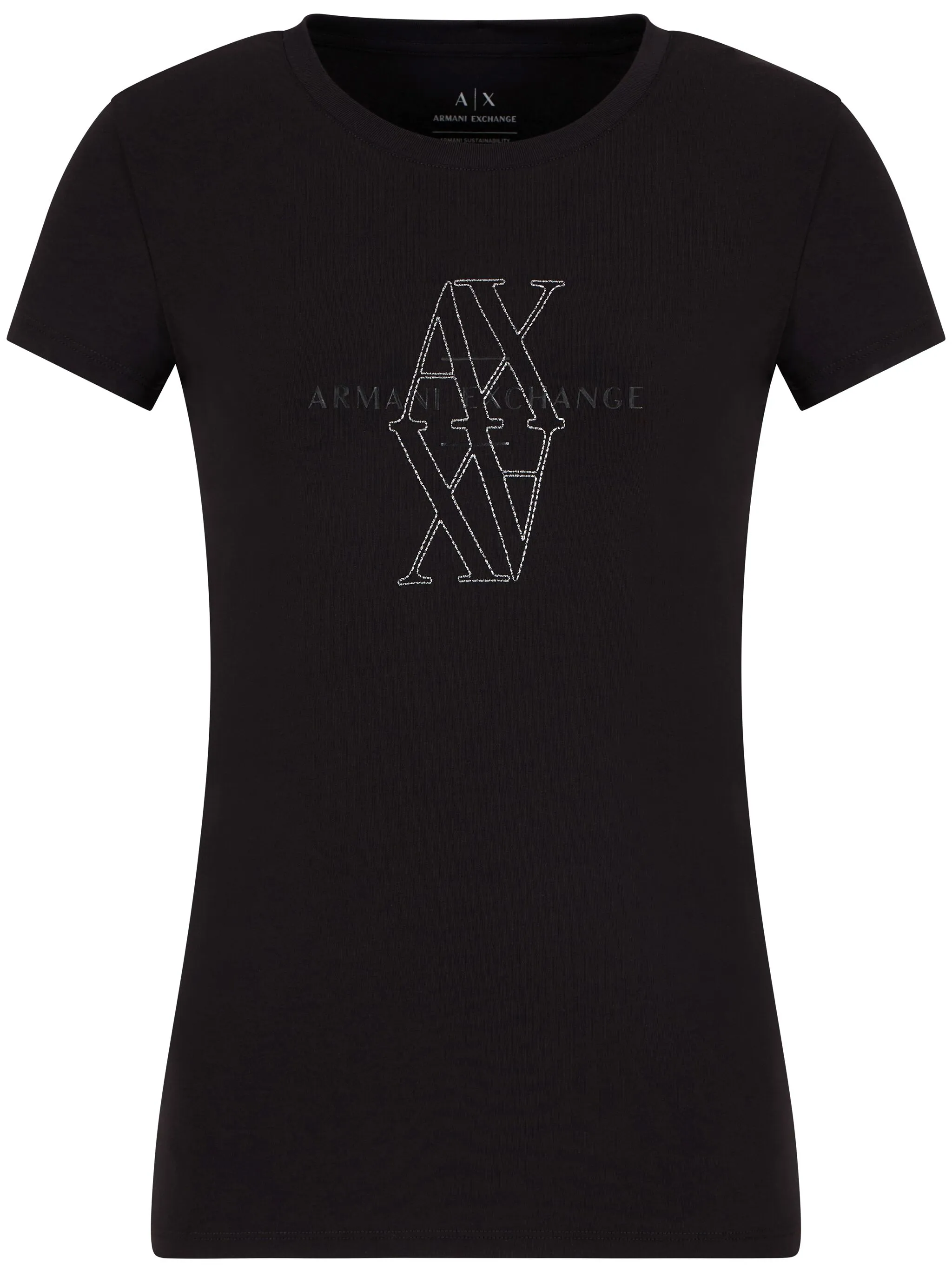 

Футболка с вышитым логотипом Armani Exchange, черный