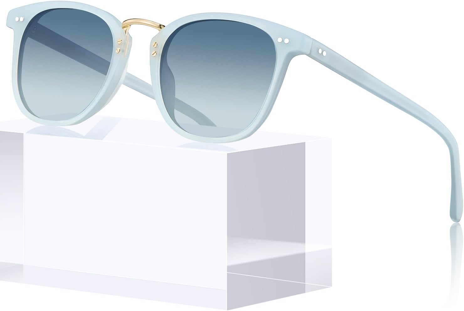 

Женские круглые поляризованные солнцезащитные очки CARFIA из ацетата с маленькой лицевой частью, в стиле ретро, ​​с металлической перемычкой, модель CA5015, 5-2. Blue Hetian Jade Frame Blue Gradient Lens