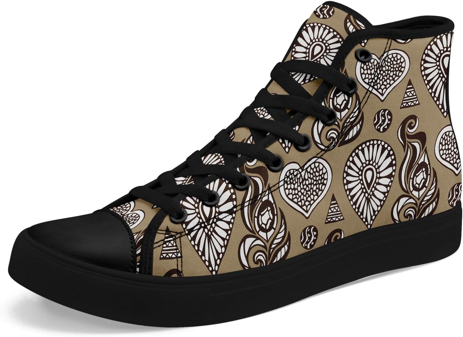 

Высокие кеды из канвы для мужчин и женщин - дышащие, легкие, этнические повседневные туфли с прочной резиновой подошвой Awsole, черный/хаки