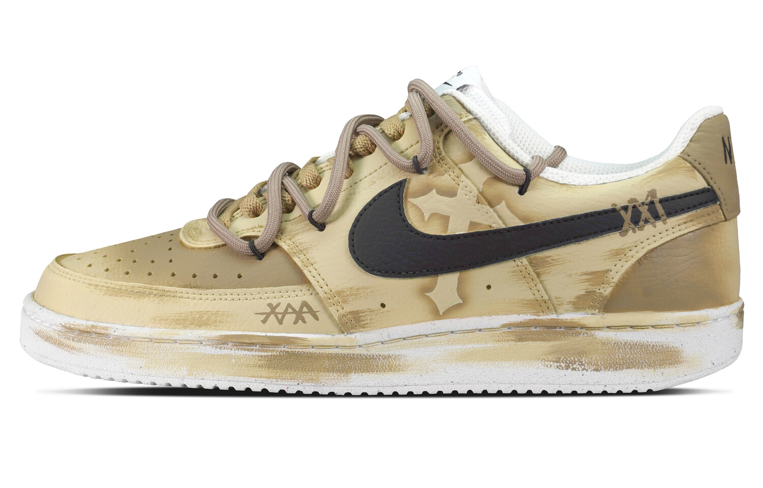 

Кроссовки Nike Court Vision 1 Skateboarding Shoes Men Low-top Beige/white/black, бежевый