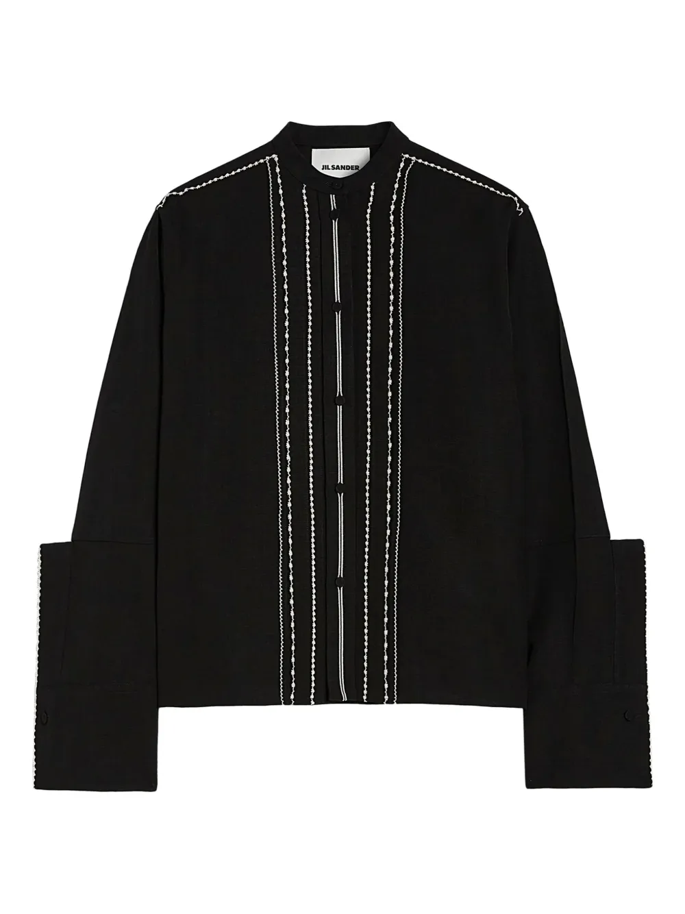 

Блузка с широкими манжетами и отделкой JIL SANDER, черный