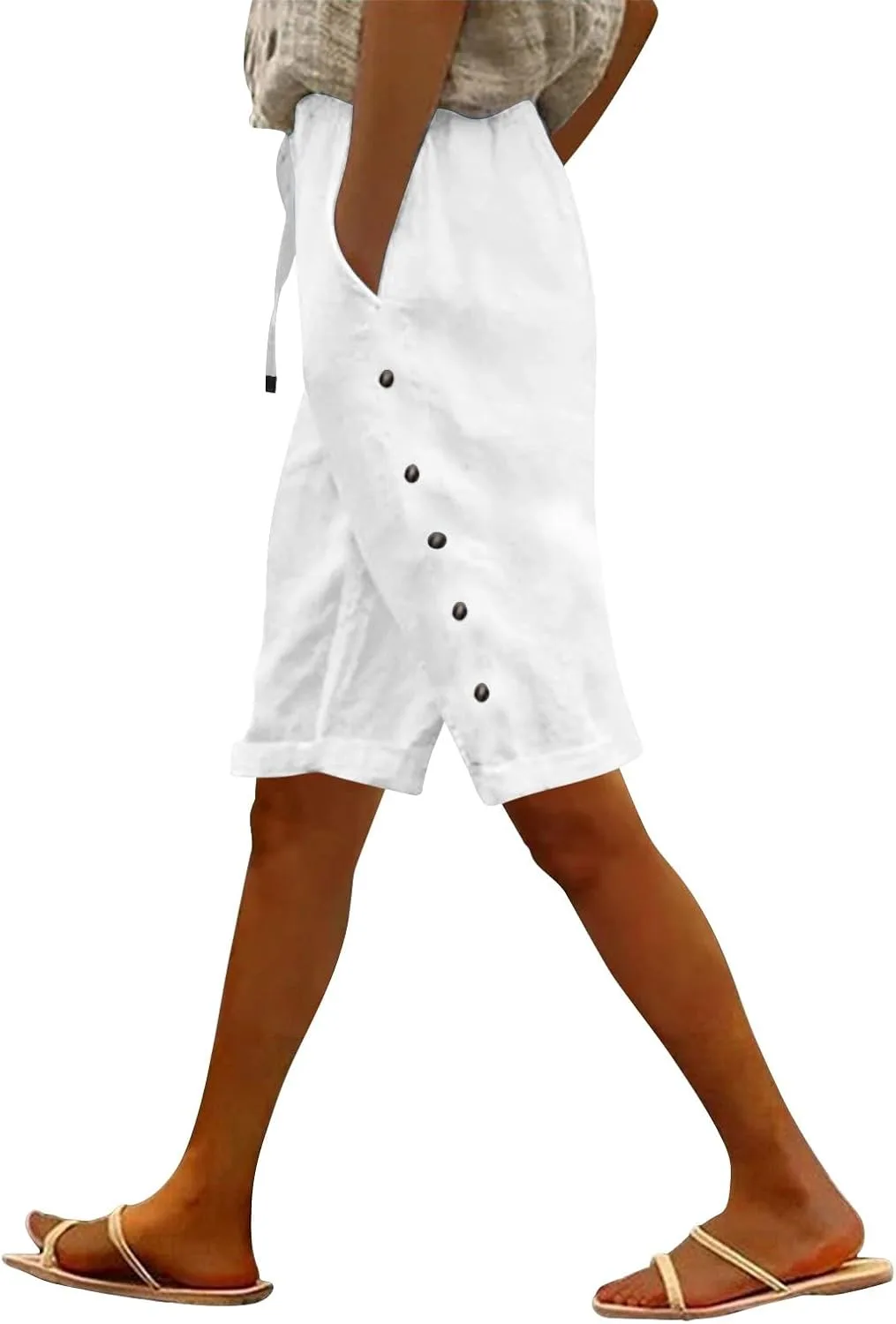 

PIFAME женские бермуды, льняные шорты для женщин, плюс сайз