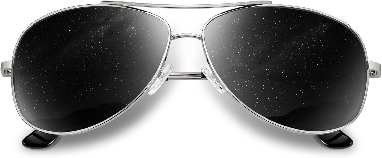 

Поляризованные солнцезащитные очки-авиаторы KALIYADI для мужчин и женщин: легкие поляризованные солнцезащитные очки с улучшенной защитой UV400 для вождения, C07-silver/Black