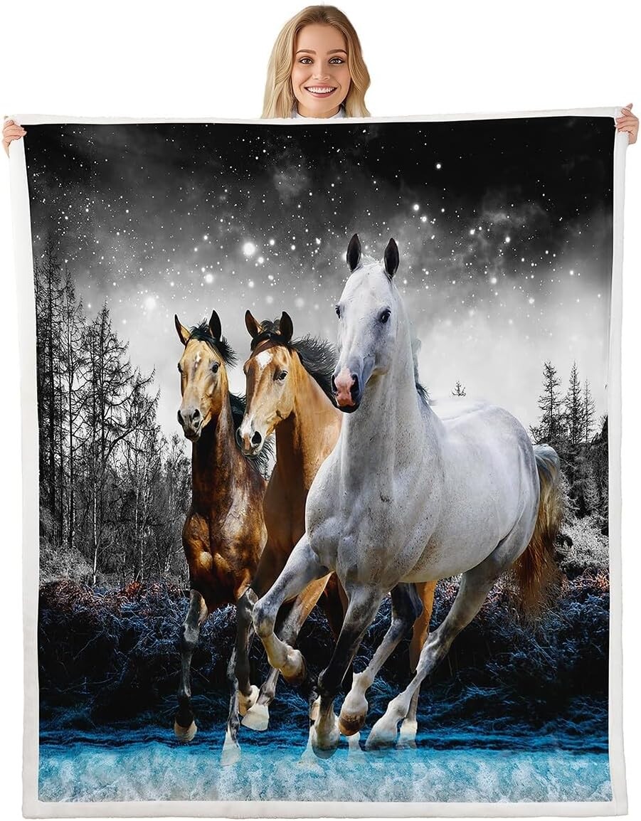 

Одеяло Feelyou Horse из шерпа, флисовое одеяло для галопирующей лошади для детей, мальчиков и девочек, плюшевое одеяло с дикой природой, пушистое одеяло с сельскохозяйственными животными для дивана-кровати, близнеца, 60x80 дюймов, Multi 19