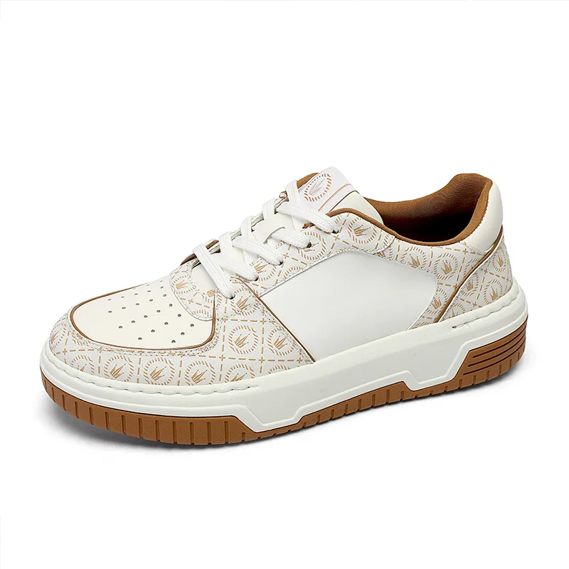 Кроссовки скейтерские мужские low top из кожи коровы CROWN, белый синий — фото 3
