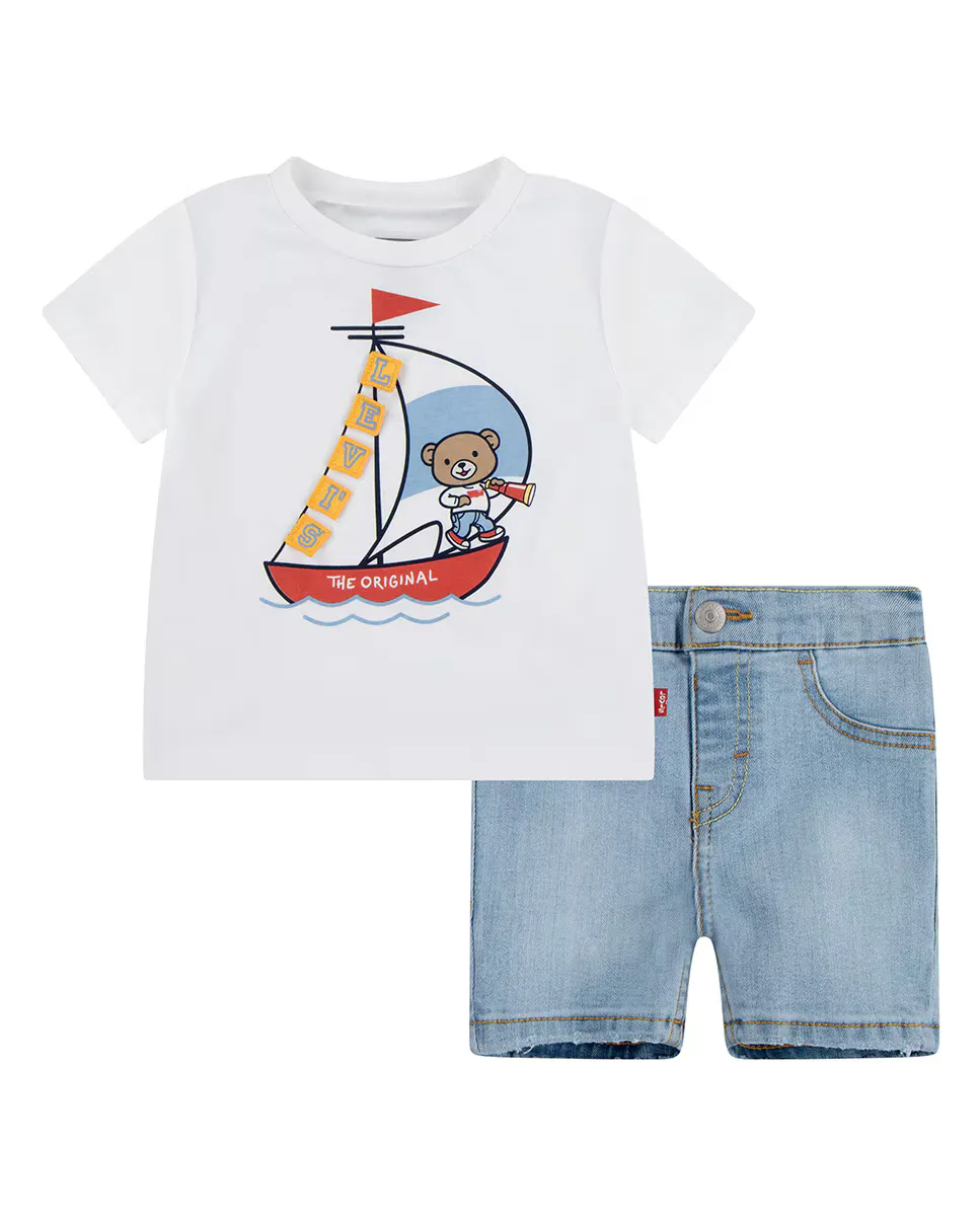 

Levi's Sailing джинсовая футболка и шорты (2 шт.) для мальчика, белый