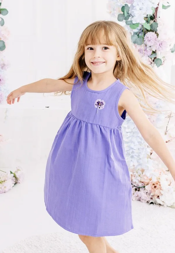 Королевское лавандовое платье без рукавов, трикотажное платье Walkiddy, Purple
