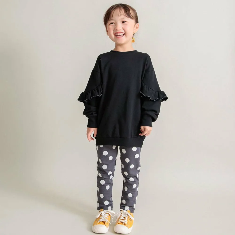 Свитшот длиной до щиколотки с оборками на рукавах Branshes, black — фото 3