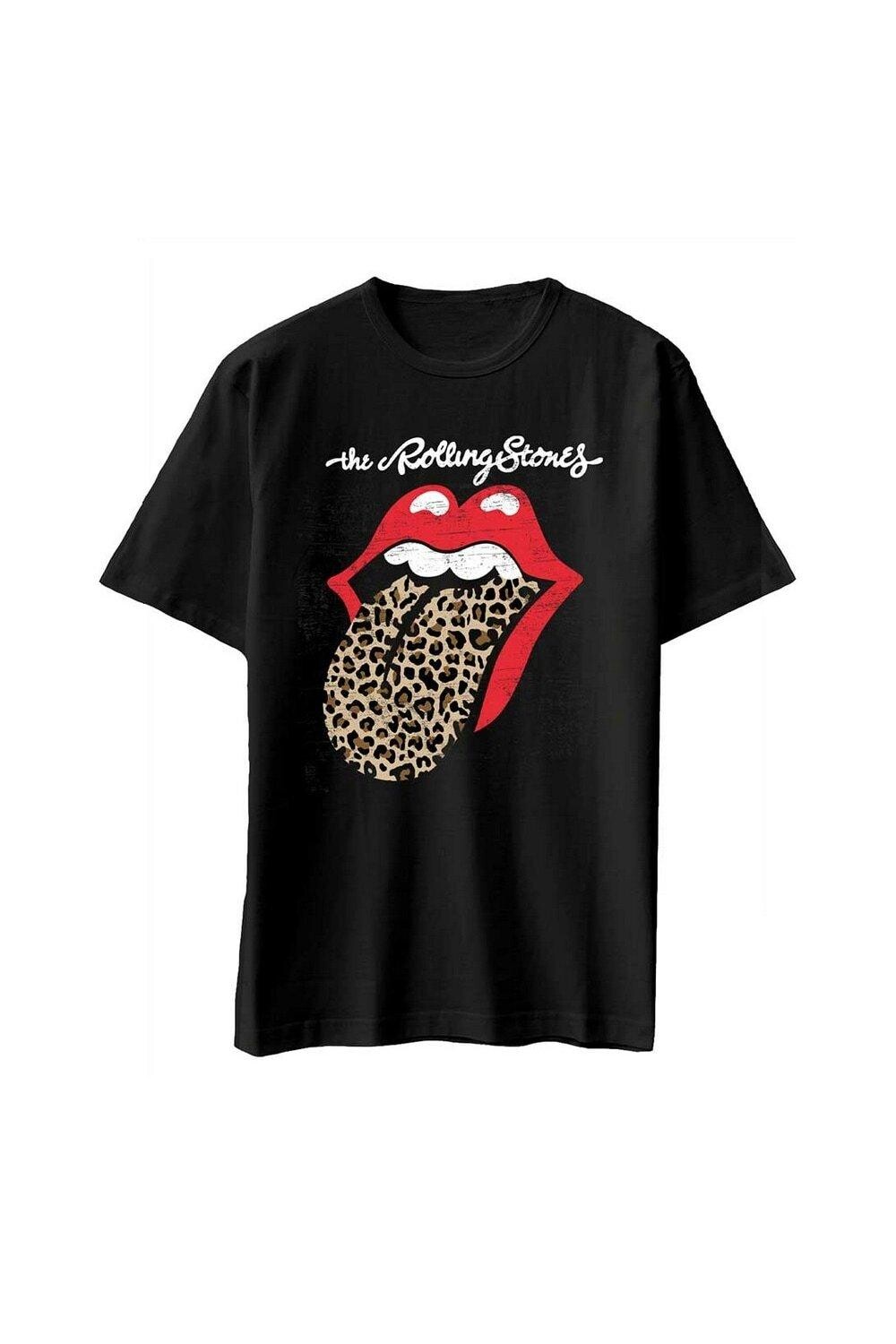 

Хлопковая футболка с леопардовым язычком The Rolling Stones, черный