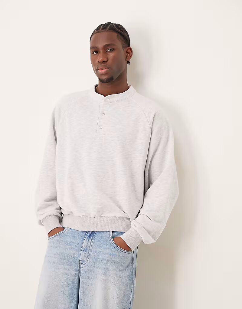 

Толстовка свободного кроя ASOS Design экстремального размера с хенли серого меланжевого цвета - СЕРЫЙ