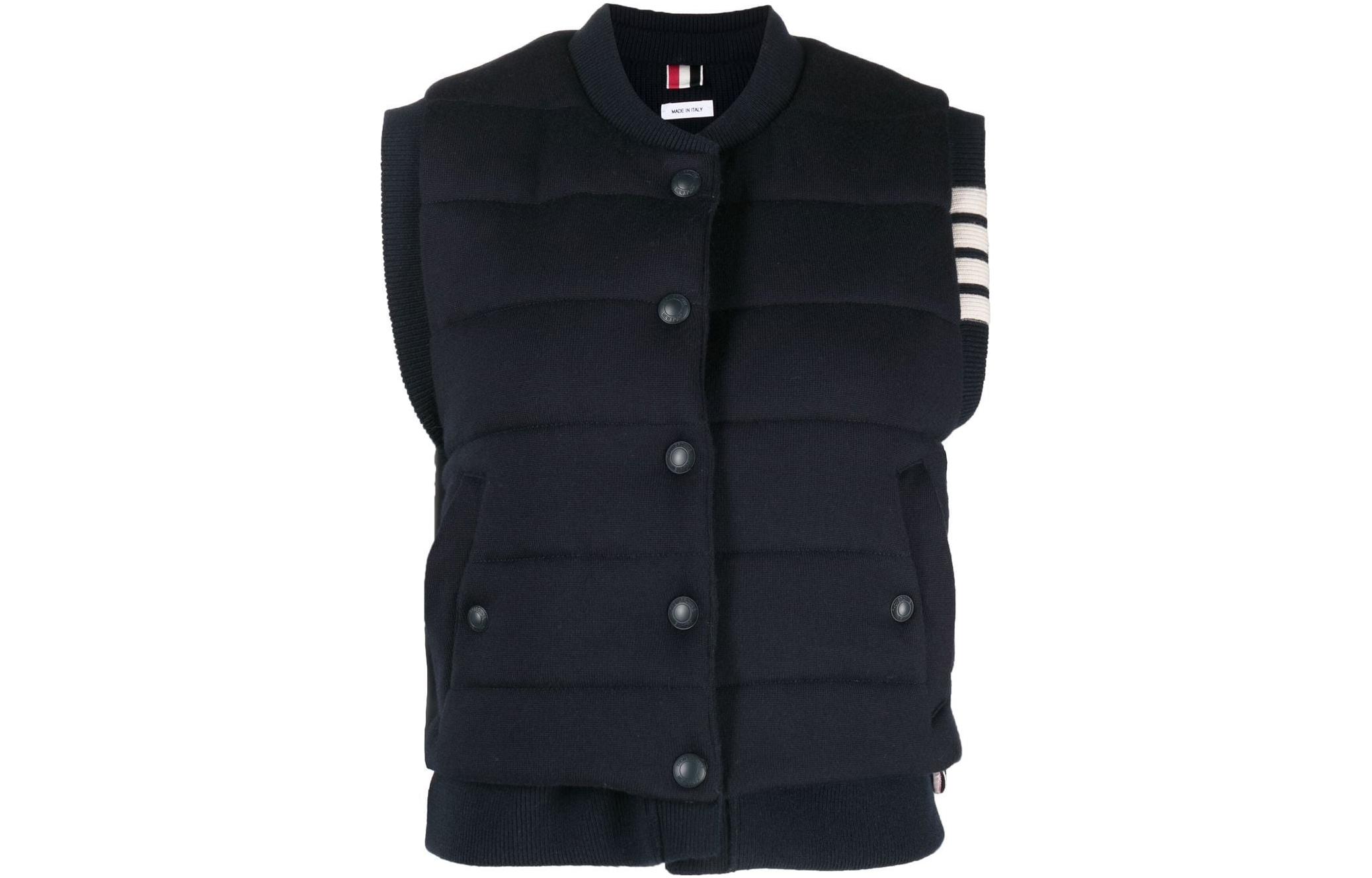 

THOM BROWNE Четырехполосный реверсивный жилет, Marine Blue
