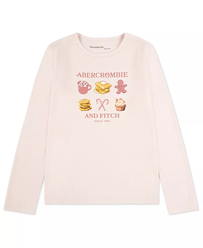 

Футболка с длинным рукавом Girls Holiday Treats Abercrombie Kids, розовый