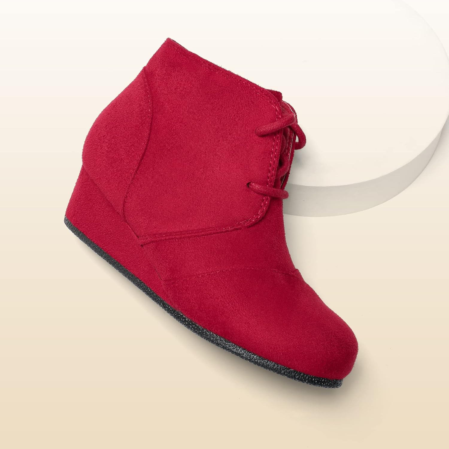 DREAM PAIRS Ботильоны для девочек, низкий танкеточный каблук, боковая молния, малыши/маленькие дети, старшие дети, Rot/Ausflug, Einfarbig (Getaway Solids) — фото 2
