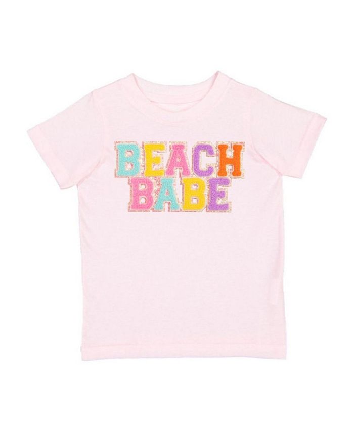 

Детская футболка с коротким рукавом "Beach Babe Patch" для девочек — малышки, маленькие дети, подростки Sweet Wink, розовый