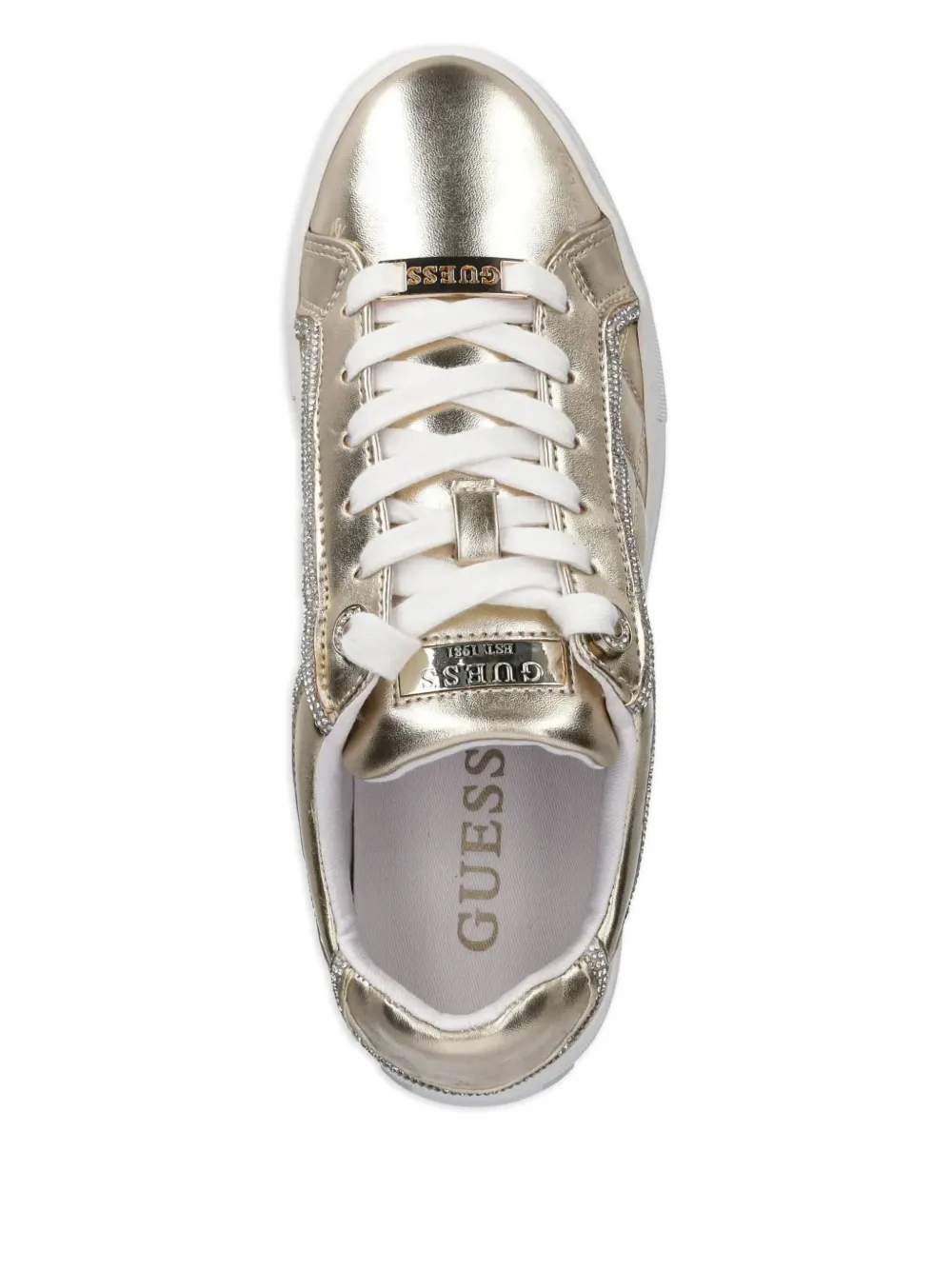 Стеганые кроссовки с эффектом металлик GUESS USA, золотой — фото 4