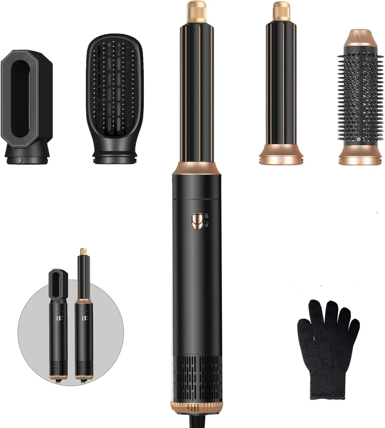 Набор для укладки волос 5-в-1 Air Styler Lanboo, Black