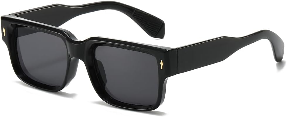 

Солнцезащитные очки YAMEIZE в стиле ретро, ​​квадратные, для женщин и мужчин, винтажные прямоугольные, 90-е годы, толстая оправа, защита от ультрафиолета UV400, Black Black