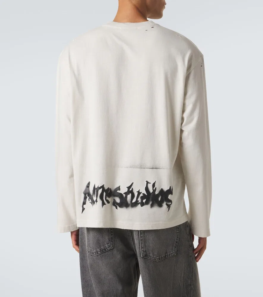 Футболка из хлопкового трикотажа с логотипом Acne Studios, белый — фото 4