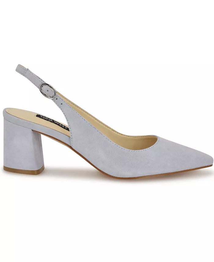 Женские туфли-лодочки Kamsee на устойчивом каблуке с открытой пяткой Nine West, синий — фото 2