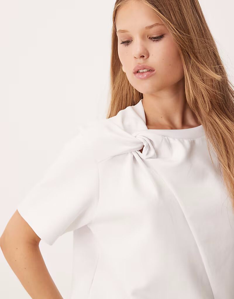 

Белая футболка с закрученными плечами Asos Design, Белый, Белая футболка с закрученными плечами Asos Design