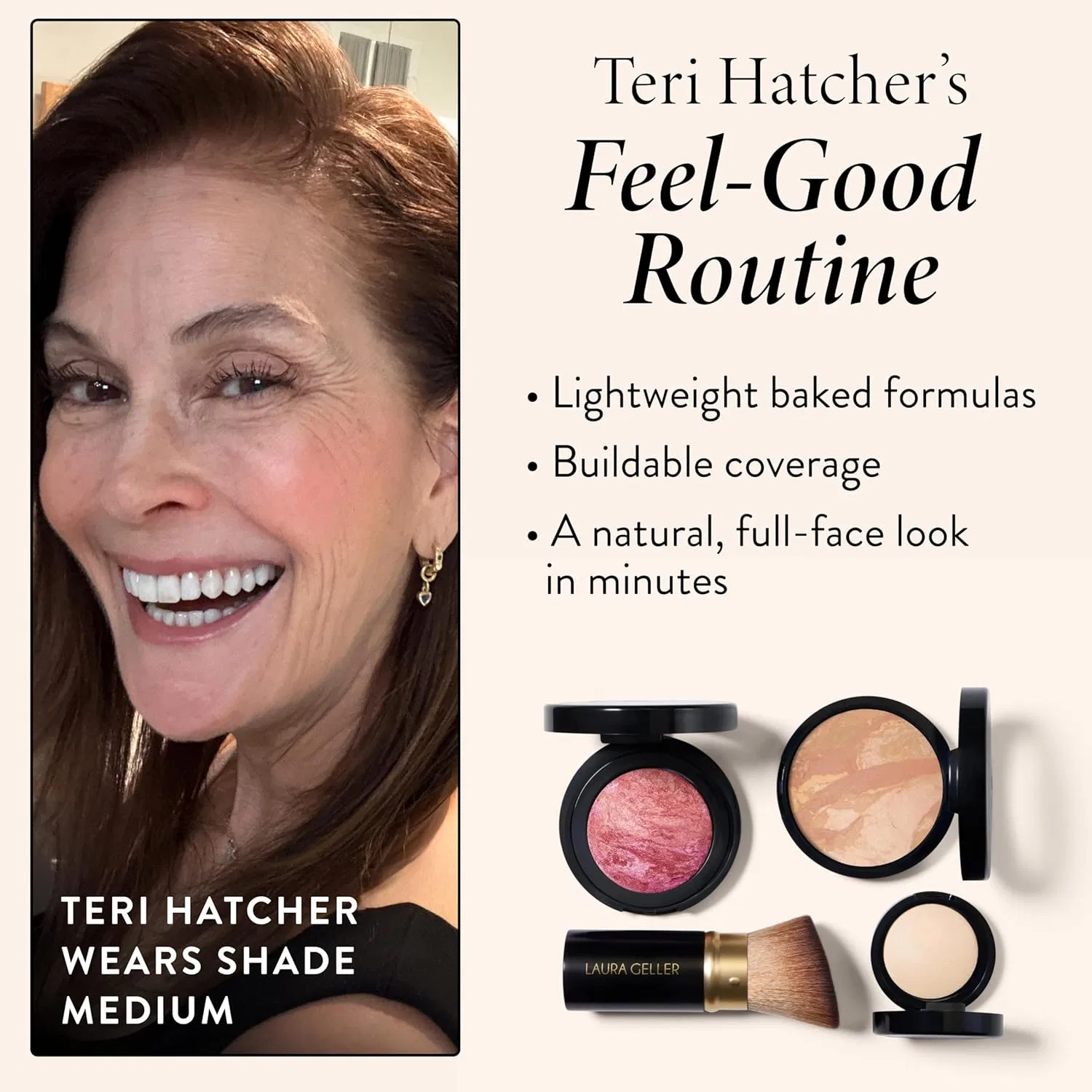 Набор косметики Daily Routine Kit 4 предмета LAURA GELLER NEW YORK: тональная основа, румяна, хайлайтер, кисть — фото 3