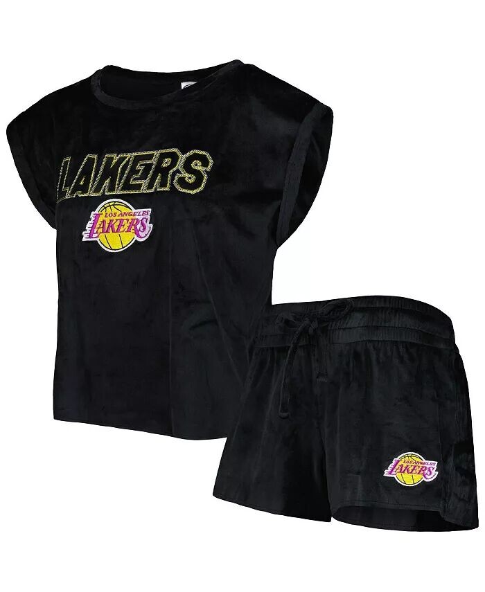 

Женский черный комплект для сна из футболки и шорт для перерыва Los Angeles Lakers Intermission Concepts Sport