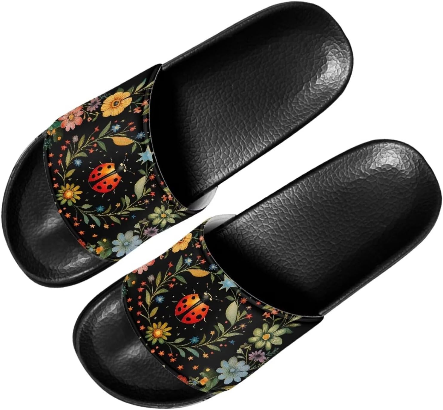 

Женские сандалии Forchrinse Sunflower Bee, повседневные слайд-сандалии, легкие тапочки для душа, дома и на пляже, Tropical Ladybug