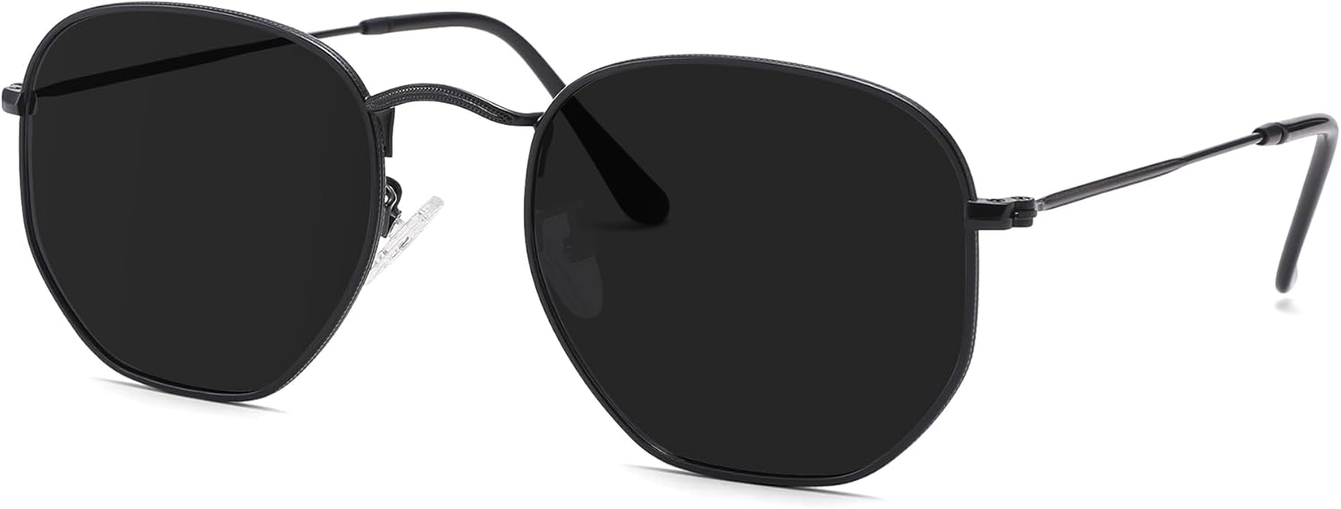 

Поляризованные шестиугольные солнцезащитные очки Pro Acme для женщин и мужчин, квадратная металлическая оправа, защита от УФ-излучения, для вождения и использования на открытом воздухе, 02 Black Frame/Grey Lens