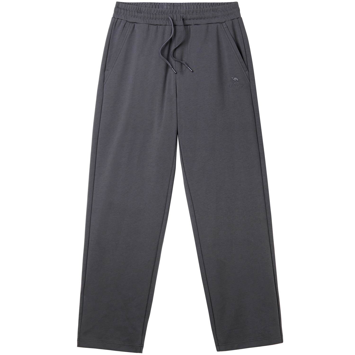 

Однотонные стройнящие брюки прямого кроя из 100% хлопка и молочного шелка с микрострейч CAMEL, серый