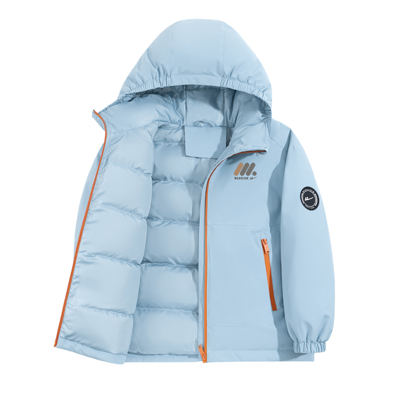 Детская пуховая куртка с капюшоном Moderate Down Jacket Moderate WARRIOR, темно-серый/h three round-shaped column logo k+h round logo left sleeve hook-and-loop k — фото 2