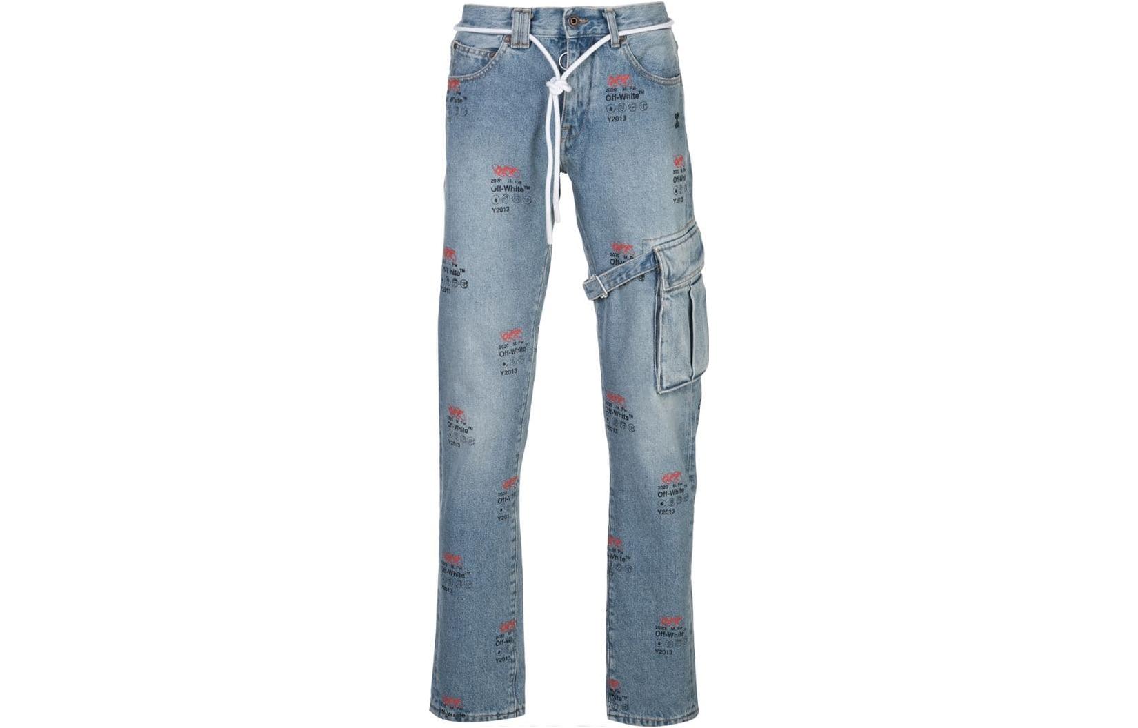 

OFF-WHITE Джинсы Blench Y2013 Logo Denim, OFF WHITE, цвет off white