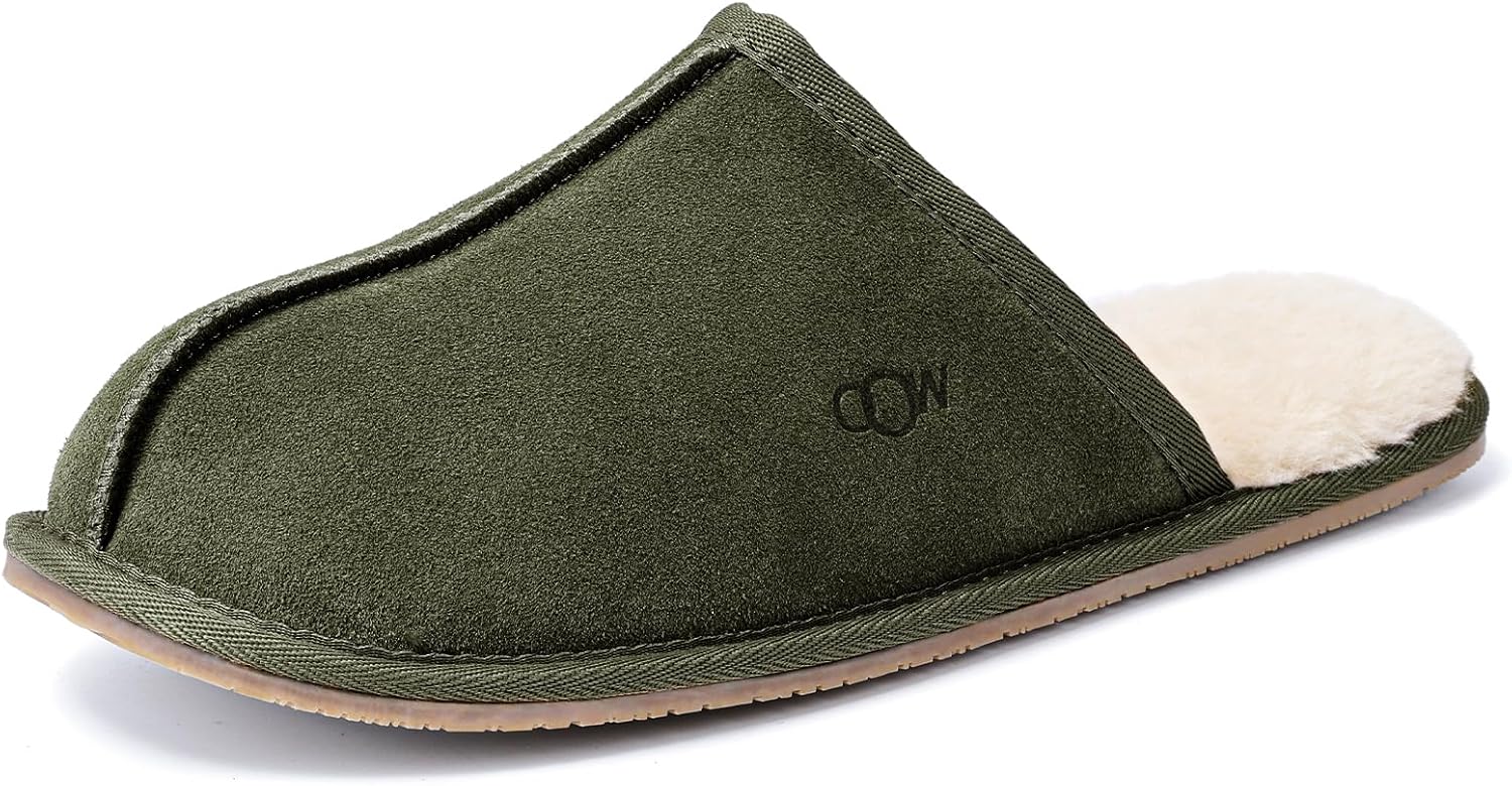 

Мужские тапочки OOW из натуральной замши, уютные домашние тапочки с мягкой подошвой из памяти формы, наружная противоскользящая подошва, обувь для осени и зимы, зеленый