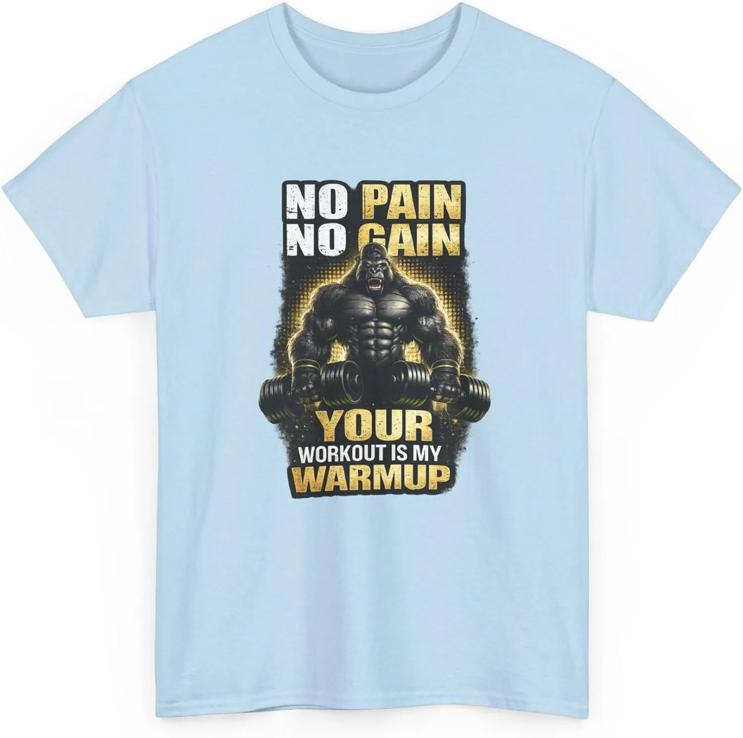 Футболка с принтом No Pain No Gain, GENERIC, Light Blue — фото 4